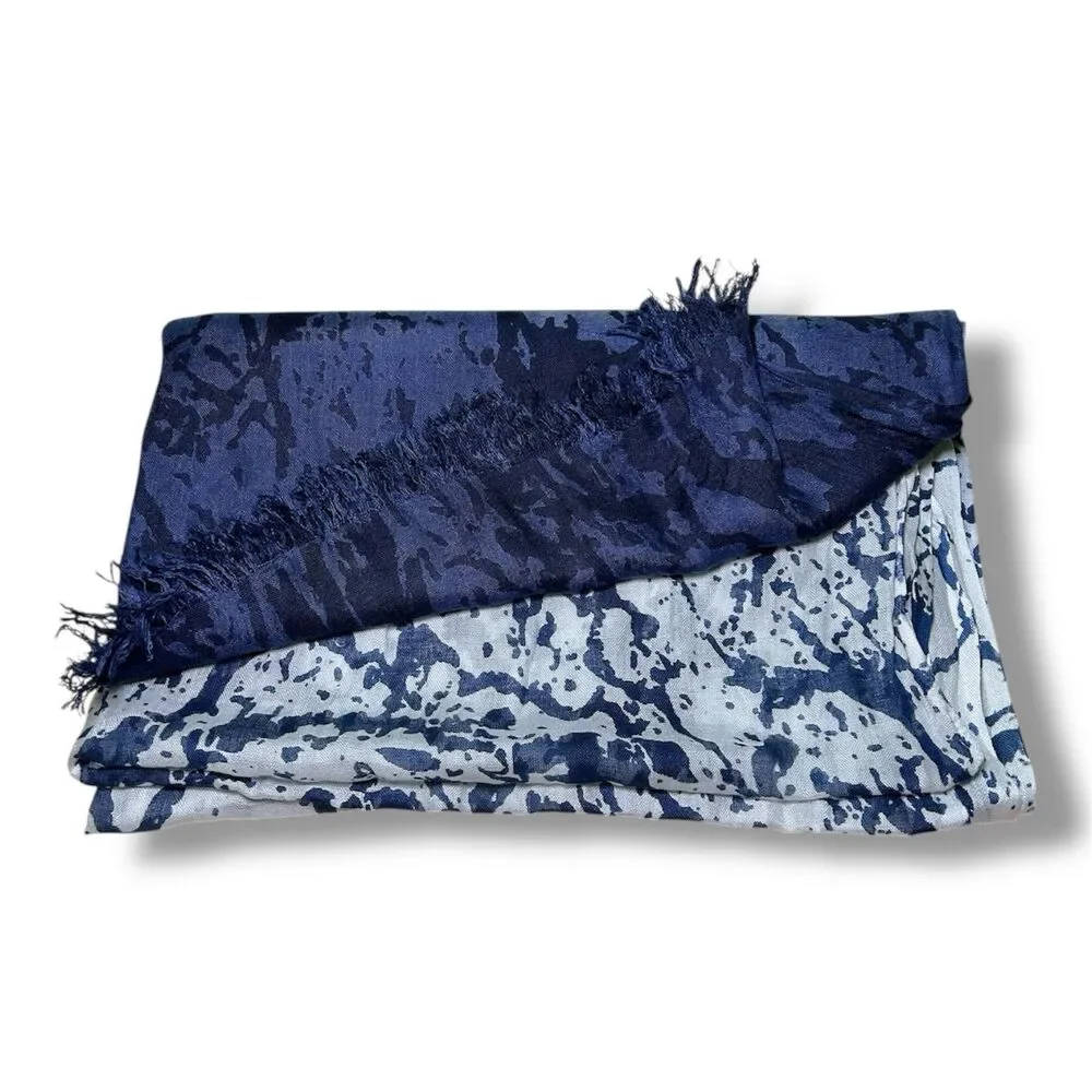 Blue & White Rectangular Scarf 70” X 29”
